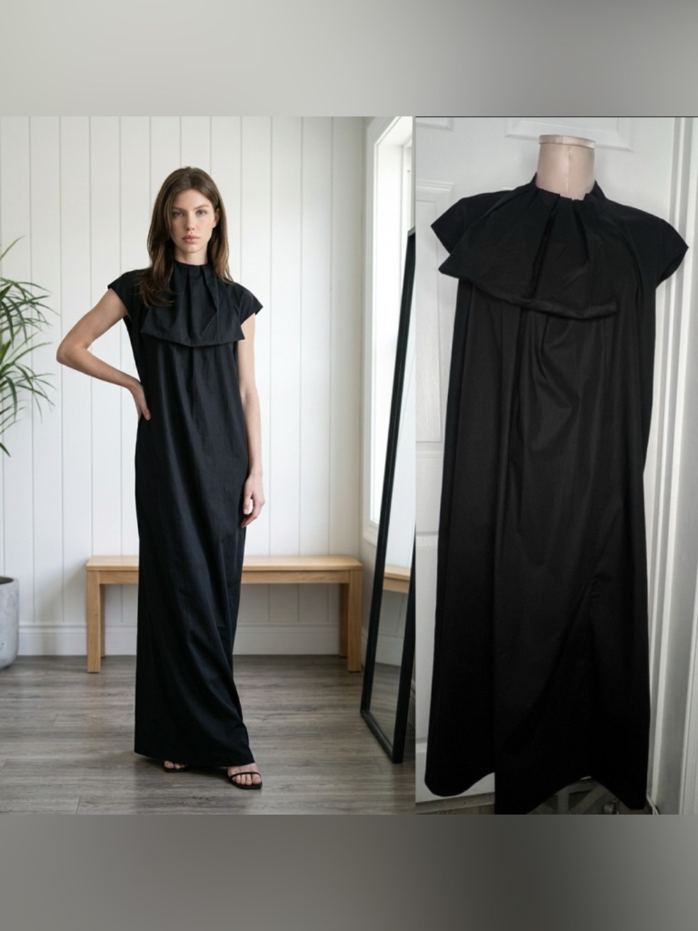 Cuyana Black Maxi Cotton Chic Dress Sz S - Picture 1 of 16